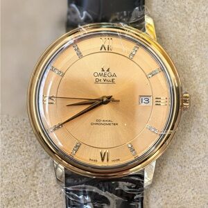 Omega De Ville Gold Tone with Black Leather